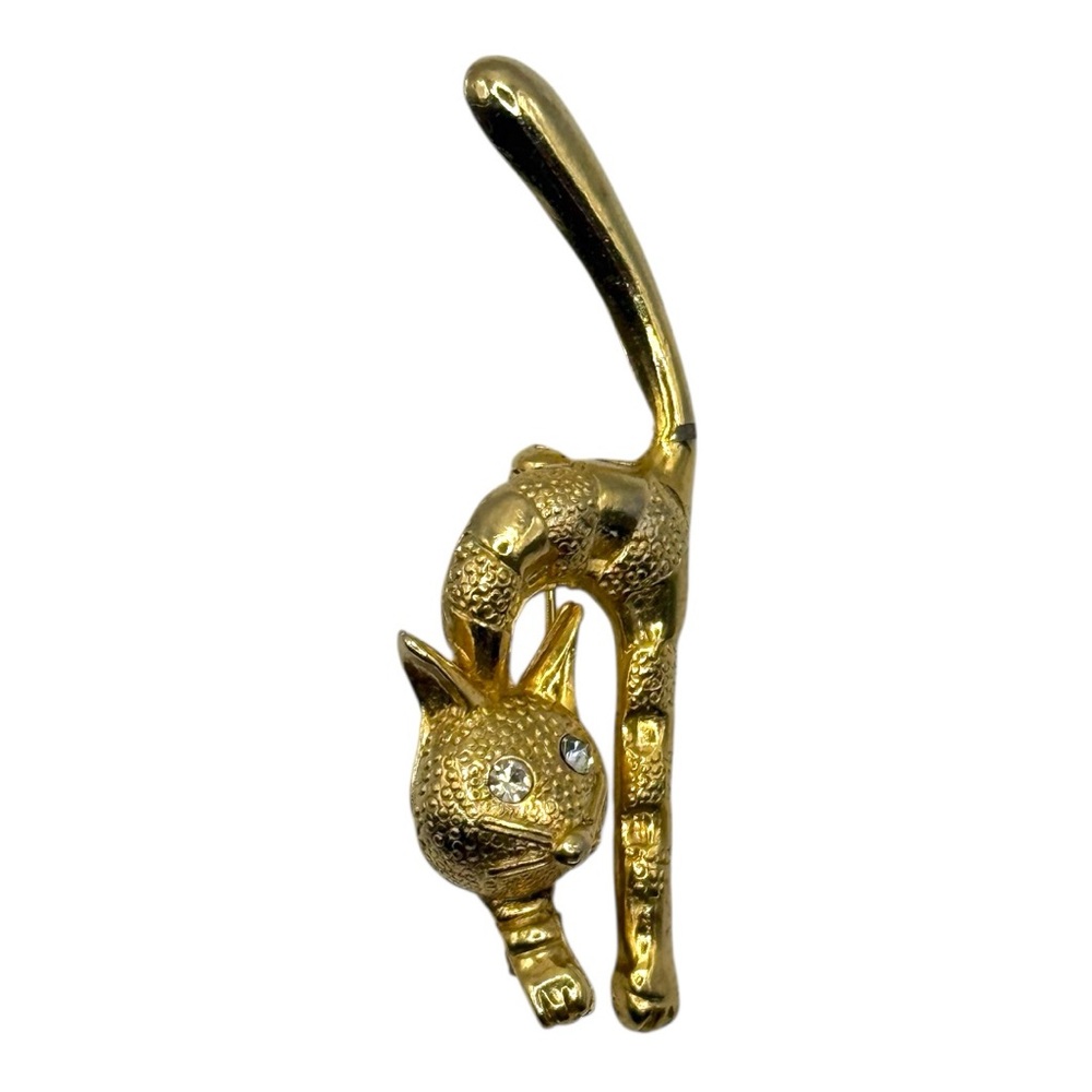 Gold Tone Cat Brooch - Picture 1 of 5